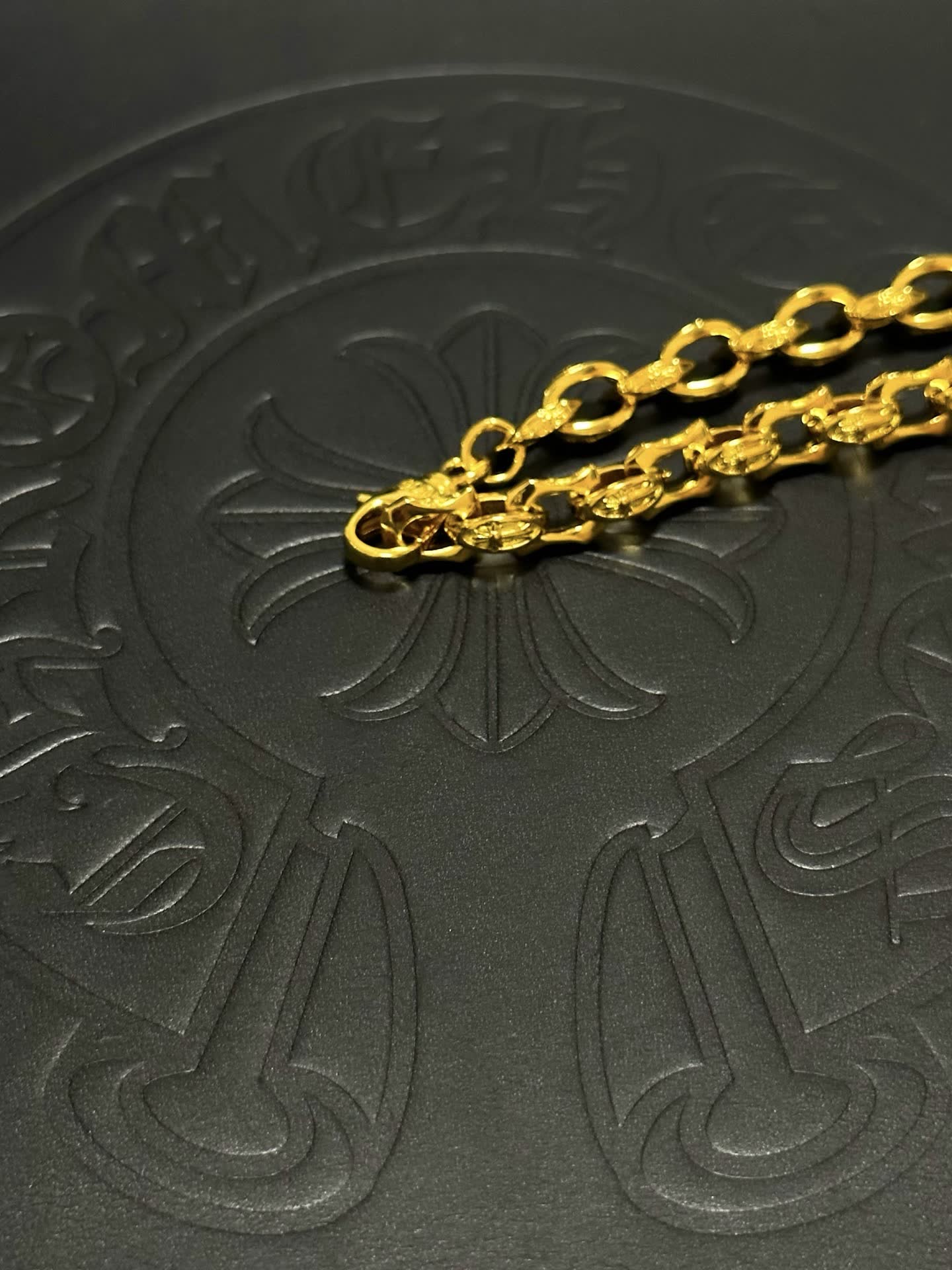 Chrome Hearts Gold Plated Bracelet with Cross Charm